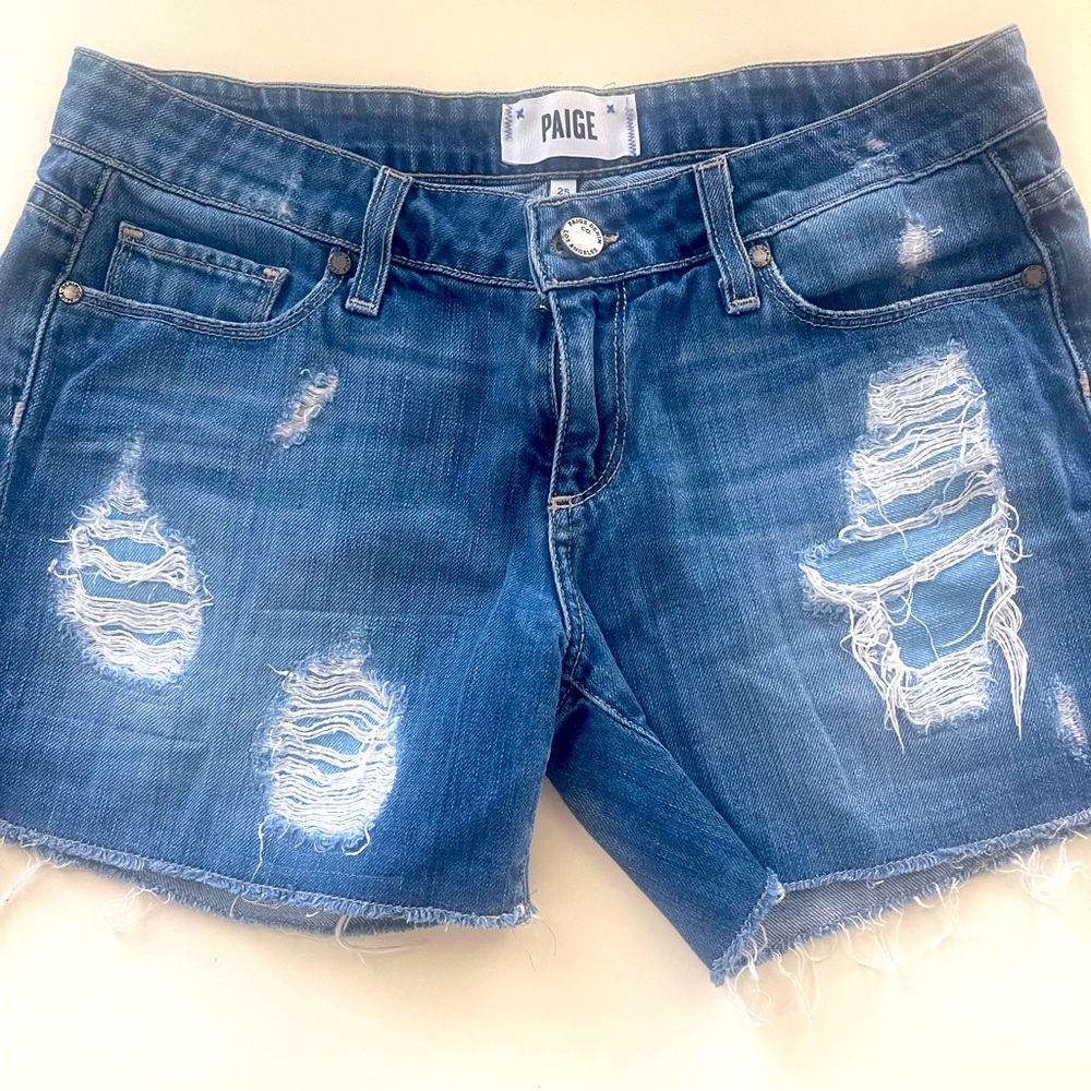 Paige Jimmy Jimmy Distressed Denim Shorts.